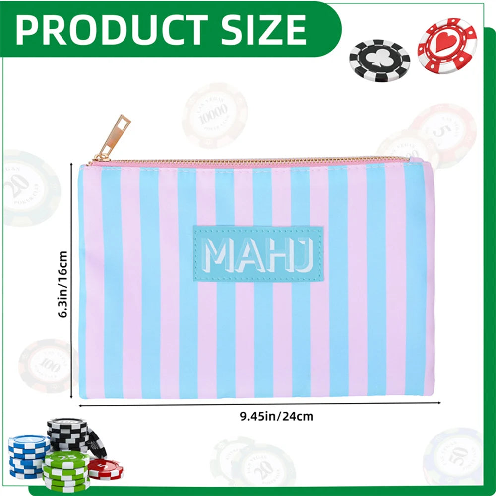 New Print Portable Nylon Mahjong Card Storage Bag Zipper Closure Candy Waterproof Chips Pouch Mahjong Tile Cards Accessory Bag (mahjong card bag)