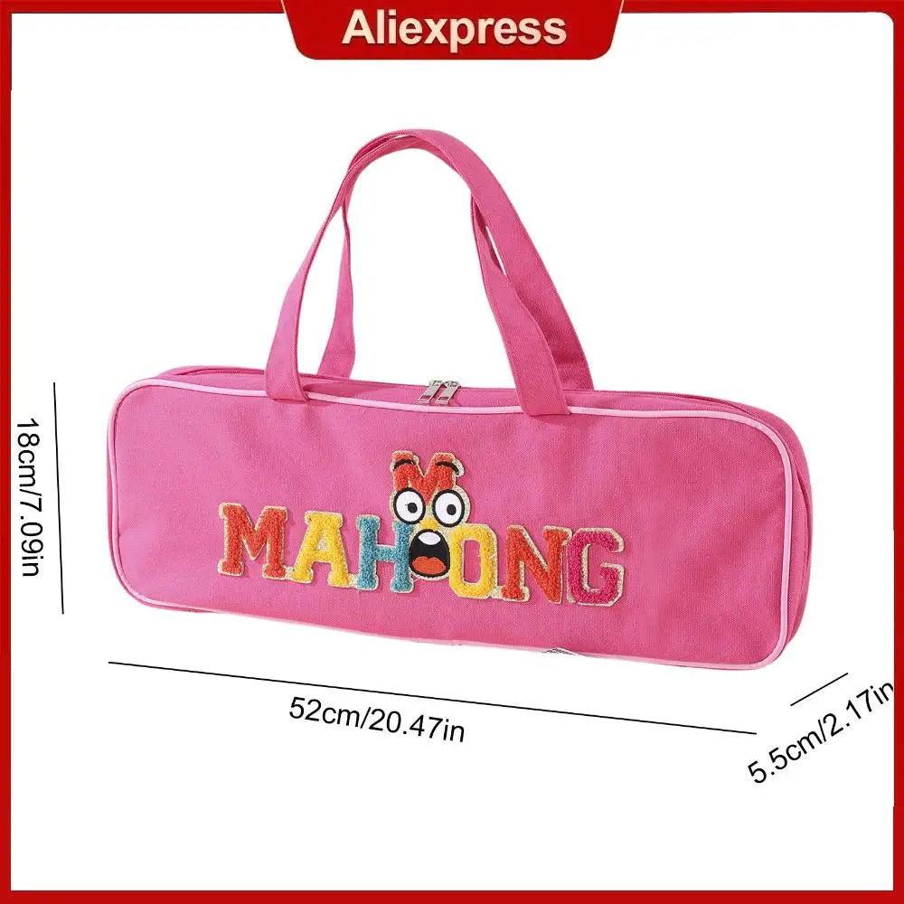 Canvas Waterproof Mahjong Tile Storage Bag with Zipper Mahjong Tiles Carrying Tote for Business Studio Home Travel Adults Teens (mahjong tile storage bag)