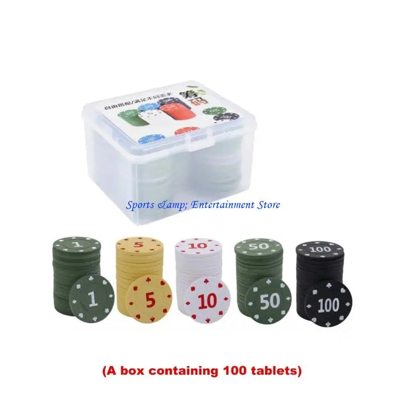 G7NF Pack of 100Pcs Game Wagering Mahjong Money Chip Set For Gambling Game Playings Counting and Other Recreations Game (mahjong scoring coins)