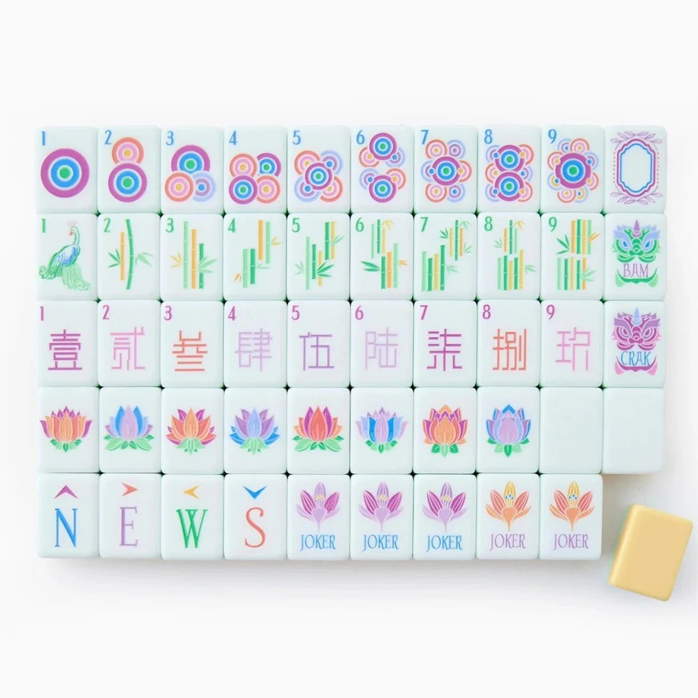 Modern Luxury American Mahjong Tiles 160pcs Portable Tile Standard Size Four Layer Yellow Acrylic Eisure Game for Home Gift (modern mahjong set)