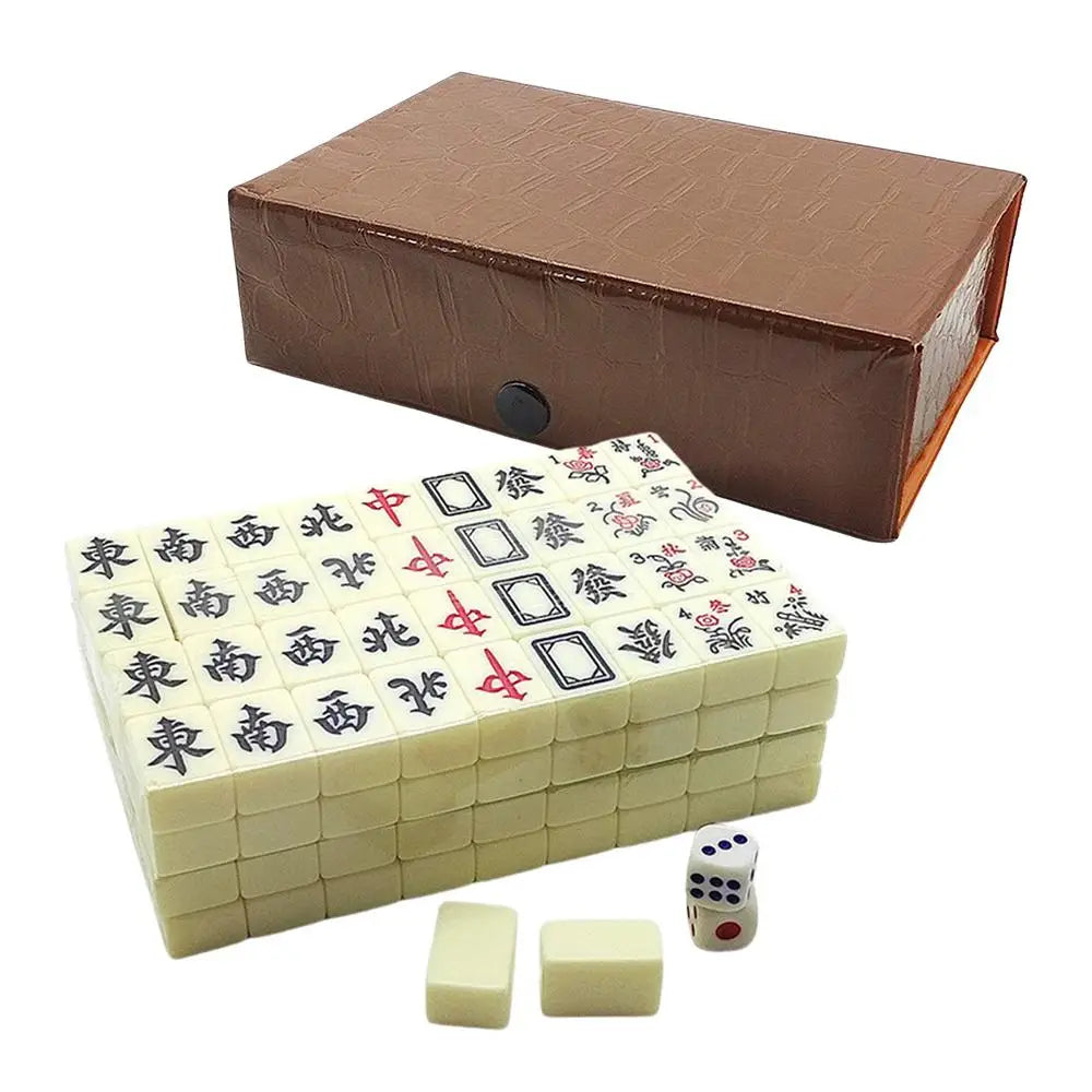 Chinese Mahjong Game Set 144 White Engraved Mini Tiles For Family Gathering For Chinese Style Game Play Family Leisure Time (engraved mahjong tiles)