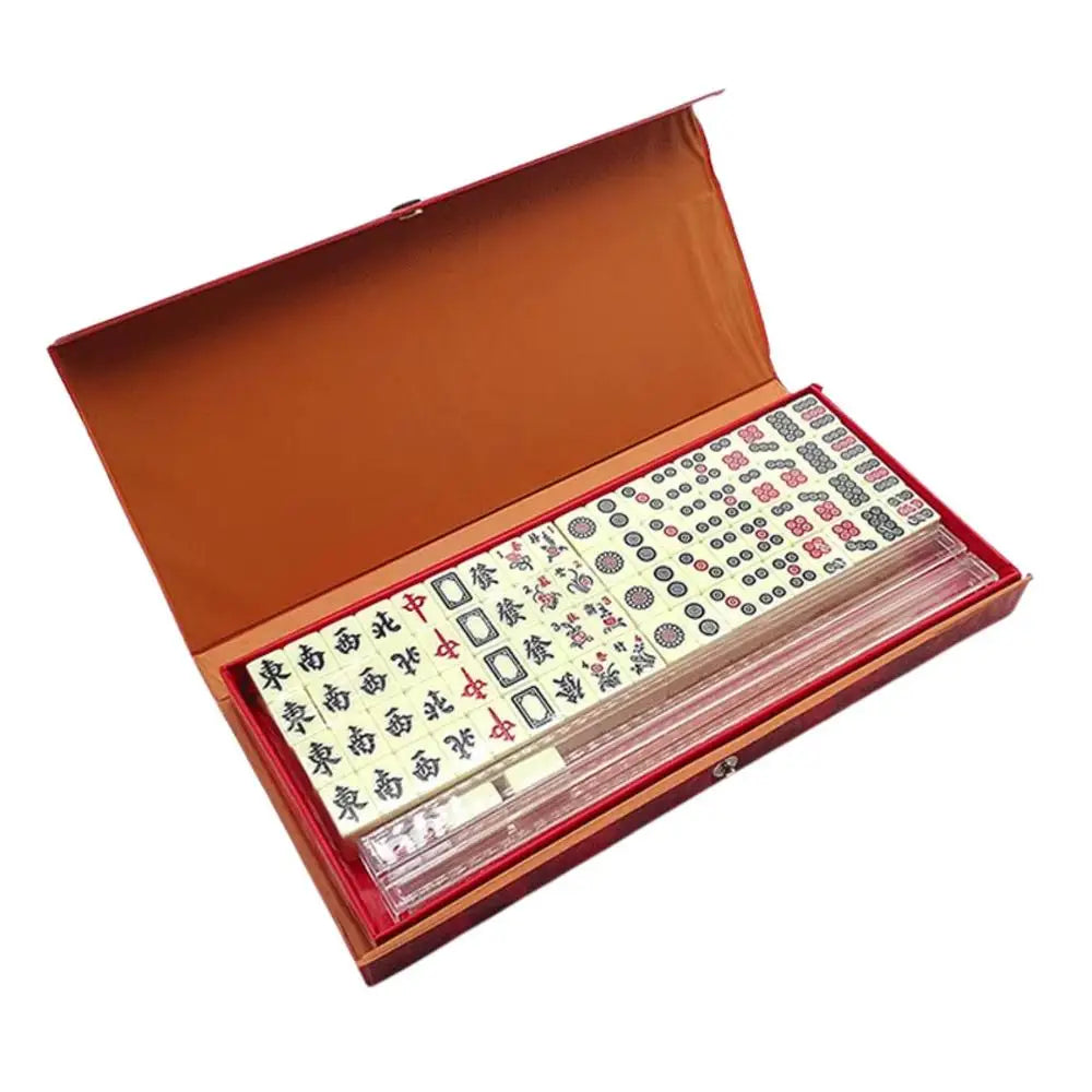 Chinese Mahjong Game Set 144 White Engraved Mini Tiles For Family Gathering For Chinese Style Game Play Family Leisure Time (engraved mahjong tiles)
