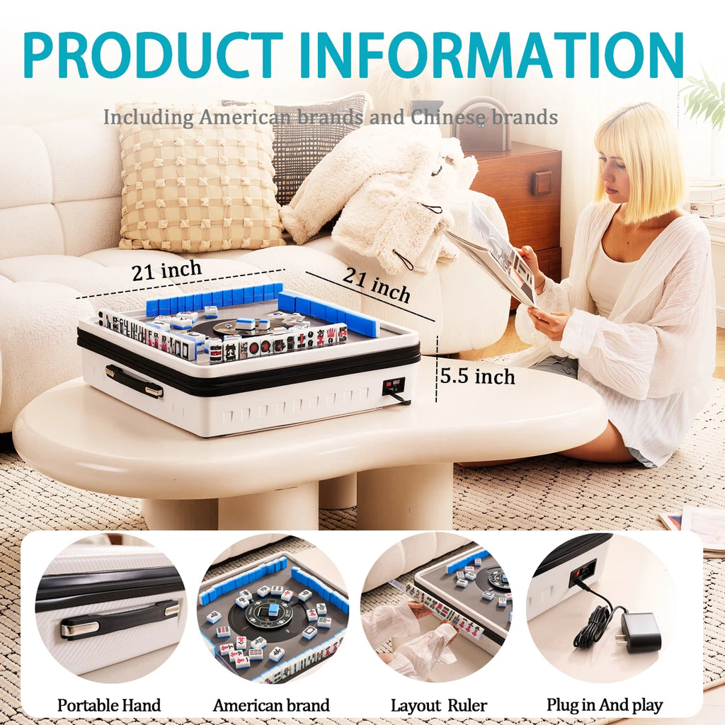 Portable Automatic American & Chinese-Style Mahjong Table With Magnetic Tiles Hand-Held Mini-Gambling Table (magnetic mahjong table)
