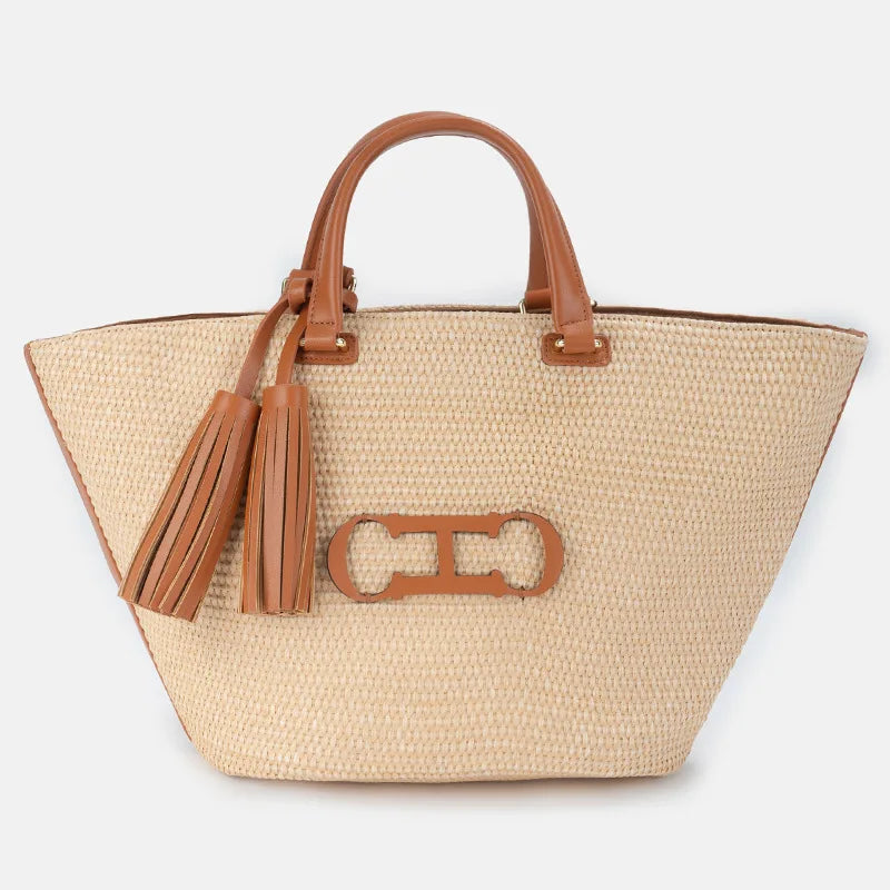 Mahjong Straw Bag, Woven Bucket Bag, Large Capacity