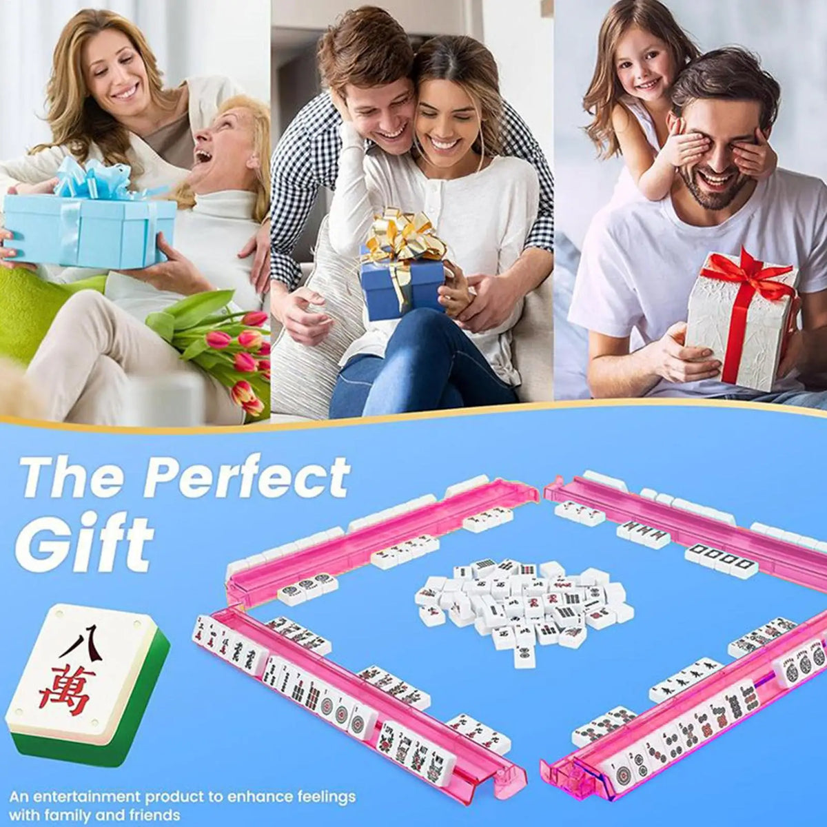 Mahjong Pushers And Racks 4 Pieces Board Game Supplies Acrylic Mahjong Tile Holder For Women Family Beginner Youth Child Bar (144 piece mahjong set)