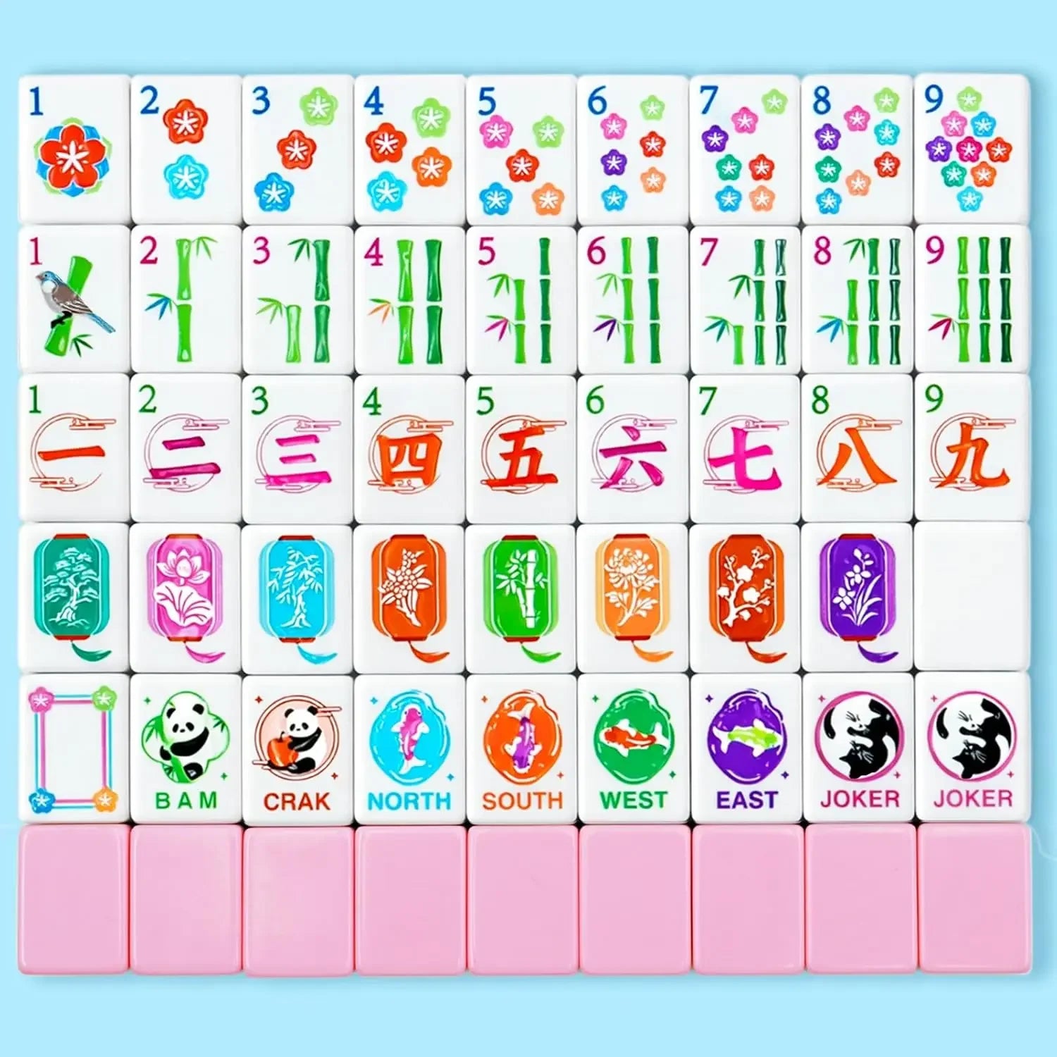 Elegant 3cm Carved American Mahjong Set | 160 Pink Back Melamine Tiles | Classic Strategy Game for Adults & Beginners (pink melamine mahjong set)