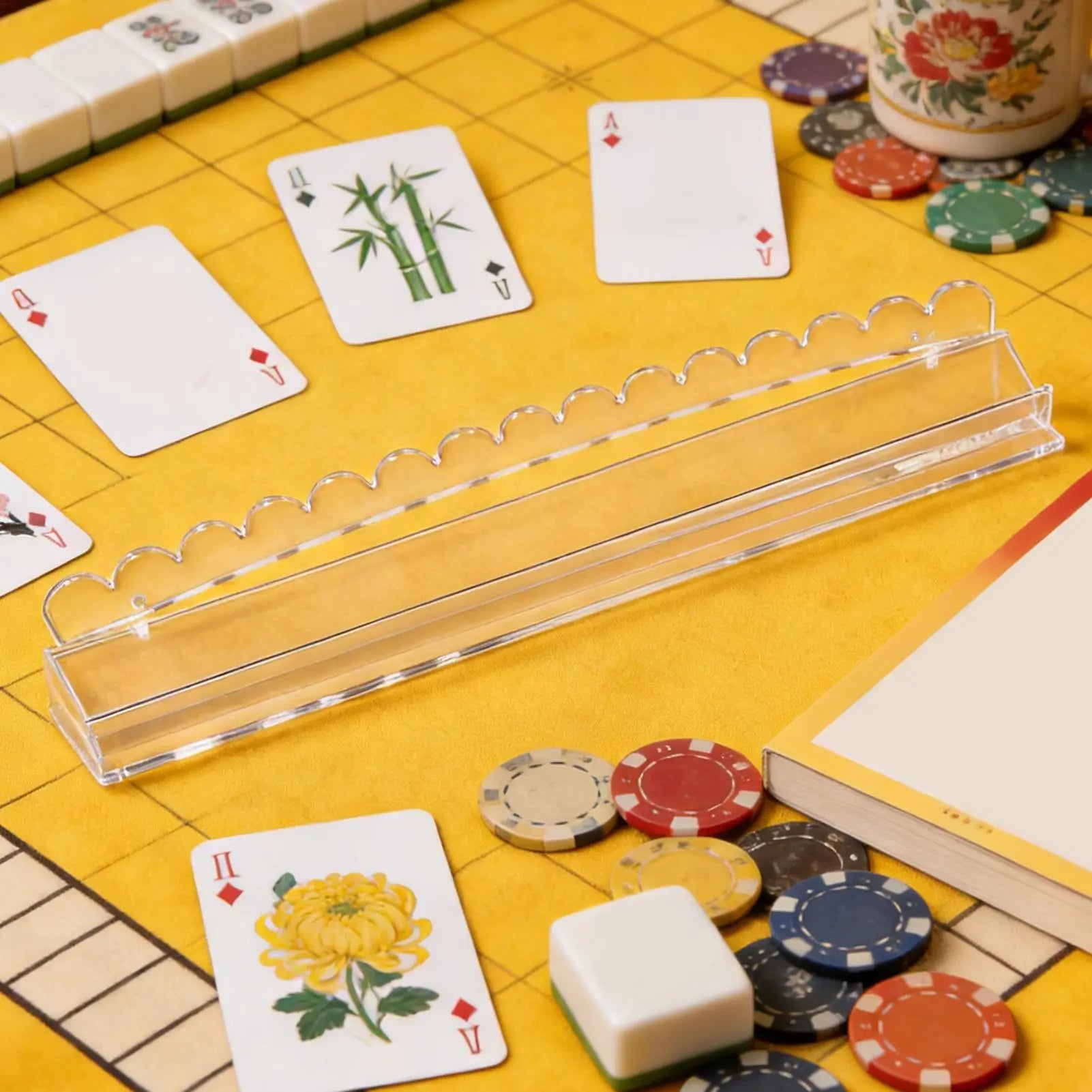 Mahjong Rack Set 20-Inch Acrylic Quick Setup Mahjong Rack For Large Tiles For Players Seniors Hobbyists Game Room Family (20 inch mahjong rack)