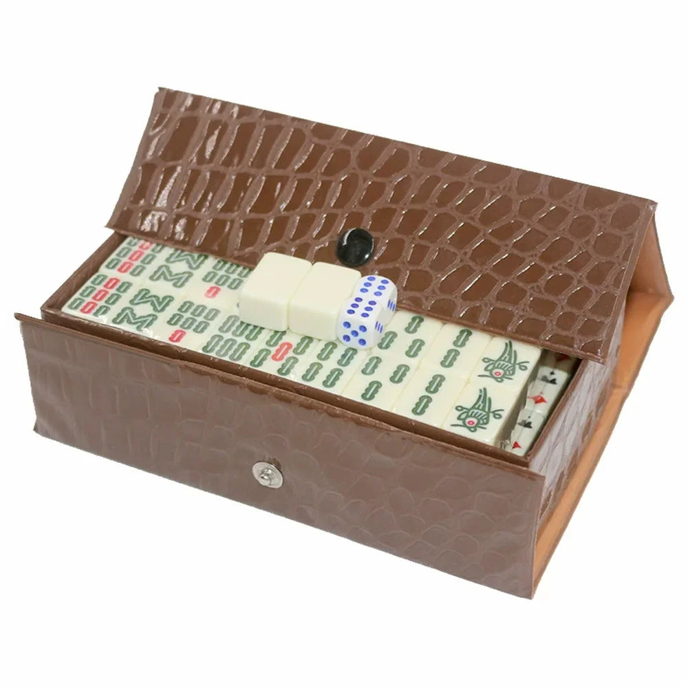 144 White Engraved Mini Tiles for Family Gathering for Chinese Style Board Game Family Leisure Time Chinese Mahjong Game Set (mini engraved mahjong set)