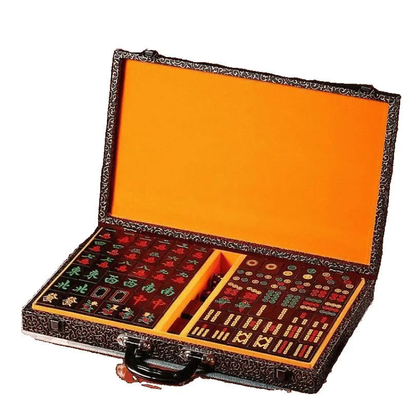 Blood sandalwood Chinese tiles are real mahjong high-end household hand-rubbed large red sandalwood mahjong gifts for (sandalwood mahjong tiles)