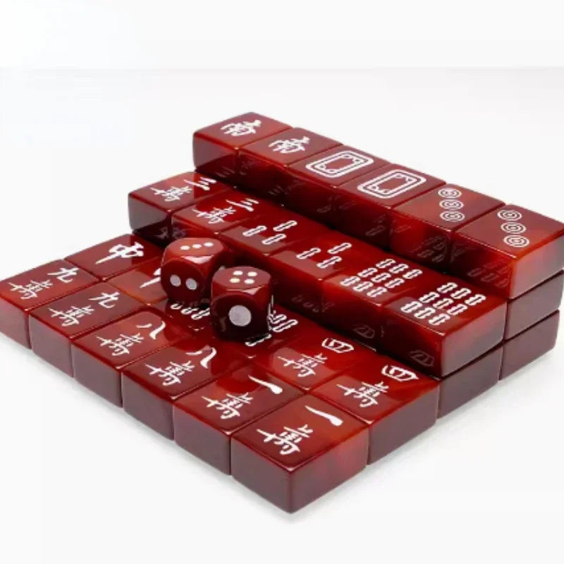 A Special grade natural agate mahjong red jade gift box, collectors use large size to give gifts to leaders and elders (agate mahjong set)