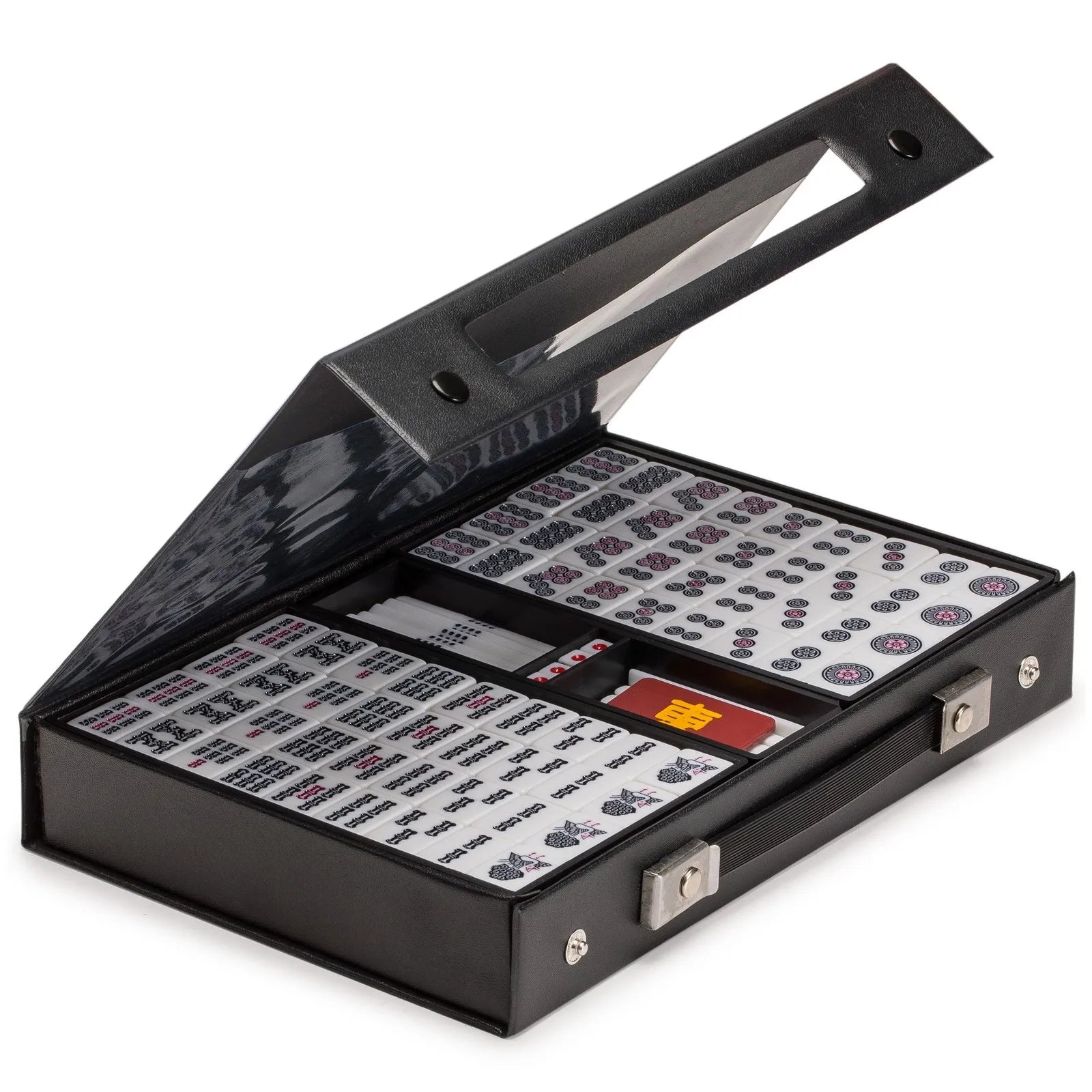 Japanese Riichi Mahjong Set with Standard Size Tiles and Black Vinyl Case (riichi mahjong set)