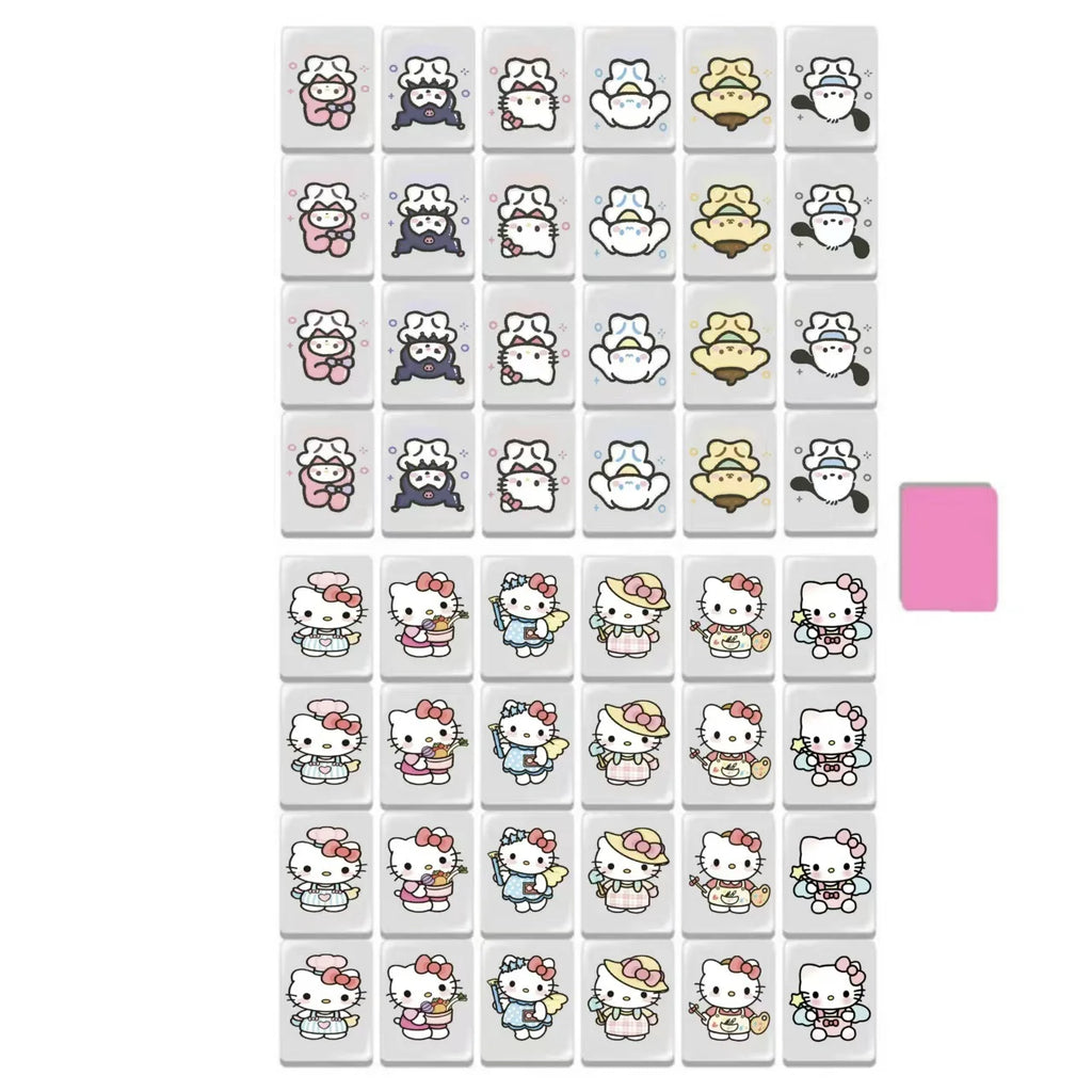 Sanrio Mini Kid Blocks Seaside Escape HelloKitty Mahjong Set Memory Matching Game Party Family Board Game Educational Puzzle Toy (mahjong puzzle game)