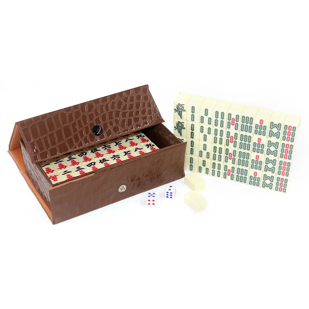 White Mahjong Tiles Set, 144 Tiles, 20 mm, Boxed