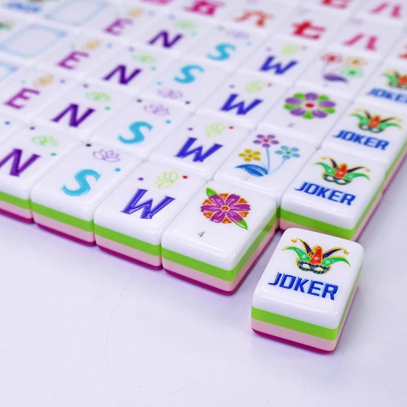 4 Layer Acrylic Mahjong Game American Mahjong Tile Set for Adults 160pcs Mahjong Tiles with Magenta Back Portable Travel Set (american mahjong set adults)
