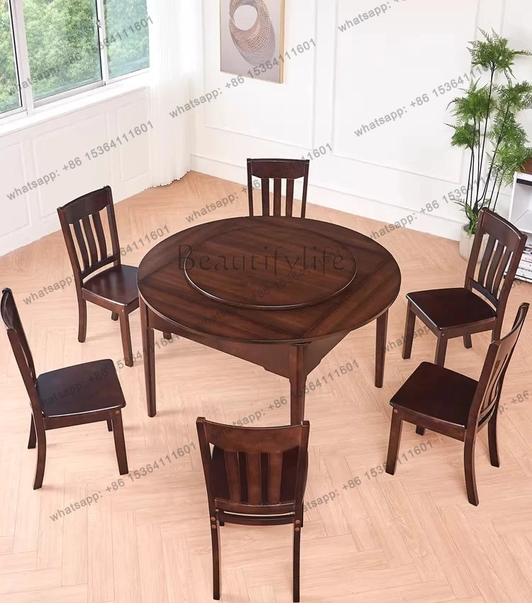Solid mahjong machine Automatic dining table Dual-purpose electric mahjong table Round foldable (solid wood mahjong table)