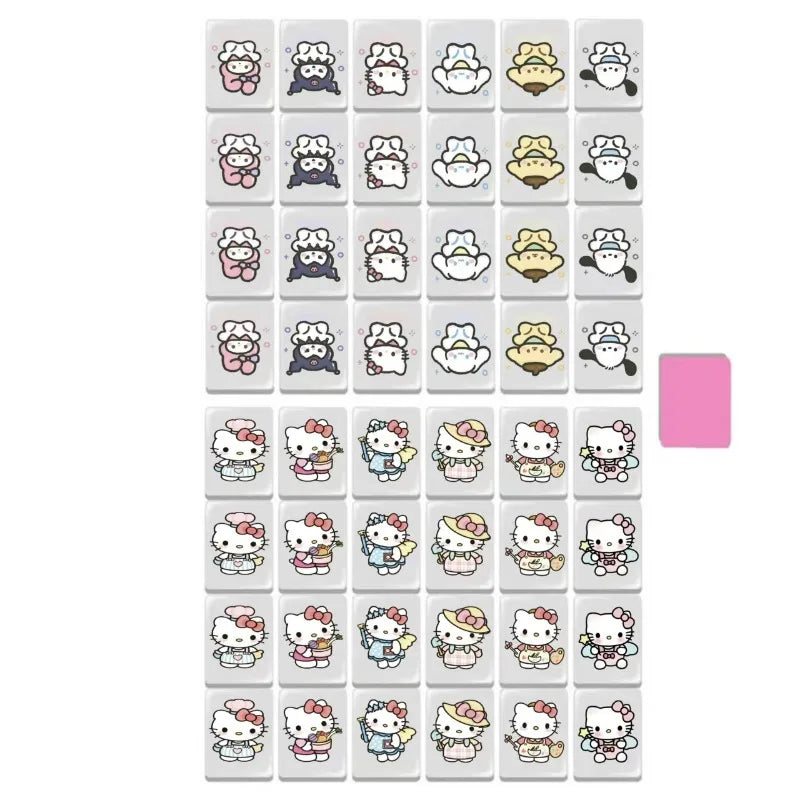 Sanrio Mini Kid Blocks Seaside Escape HelloKitty Mahjong Set Memory Matching Game Party Family Board Game Educational Puzzle Toy (mahjong puzzle game)