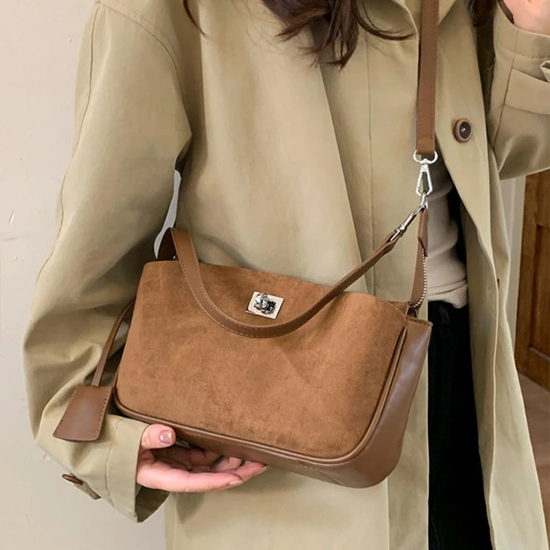 Rodeo Mahjong Bag Soft Hobo One-shoulder Crossbody Underarm Small Square Bag For Female High-grade Lock Small Square Leather Bag (mahjong hobo bag)