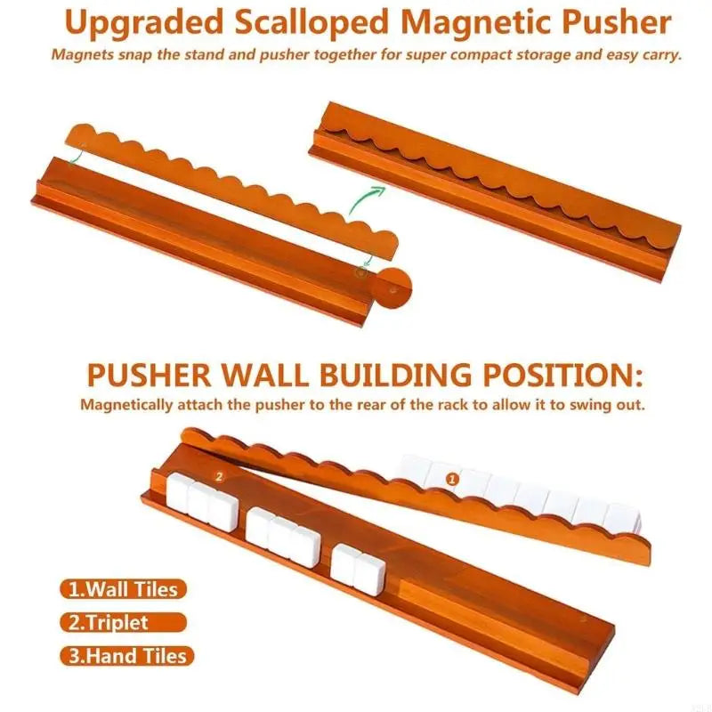 17inch Mahjong Racks with Pusher Tile Mahjong Holder for American Mahjong Game Tile Organizing Easy to Use A2UB (17 inch mahjong rack)