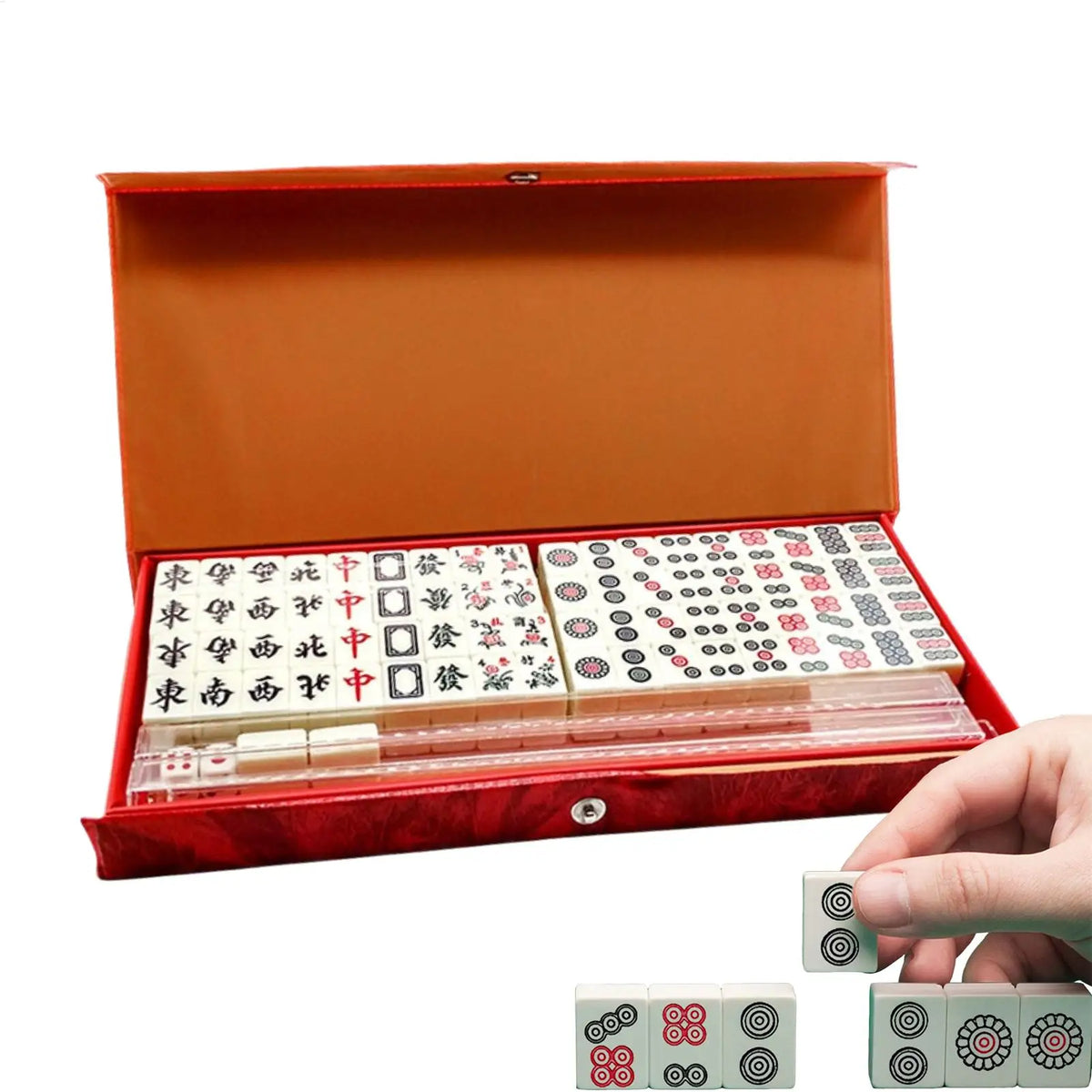 144pcs Mahjong Set Complete Tiles with 4 Racks Travel & Home Game for Family Gathering Party Entertain Portable Mini Mahjong (mahjong set with racks)