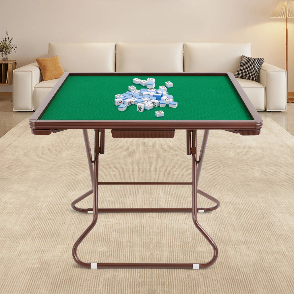 35in Foldable Mahjong Table, Mahjong Table with 4 Cup Holders & 4 Drawers for 4 People, Portable Mahjong Table Bearing 150kg (foldable mahjong table)