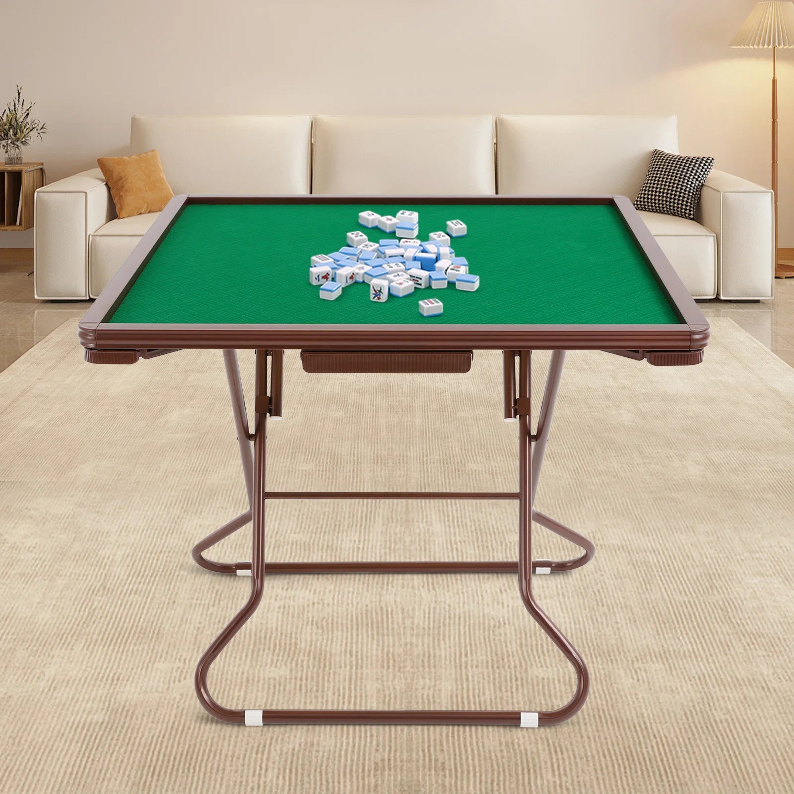35in Foldable Mahjong Table, Mahjong Table with 4 Cup Holders & 4 Drawers for 4 People, Portable Mahjong Table Bearing 150kg (foldable mahjong table)