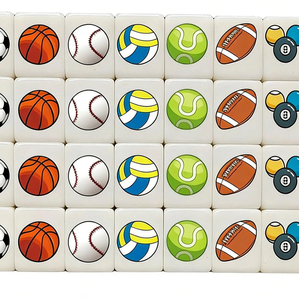 Mahjong Tile Set Portable Mah Jongg Toy Football Pattern Games Blocks Tiles For Men Women Youth Teens Daughter Family Friends (parent child mahjong toy)