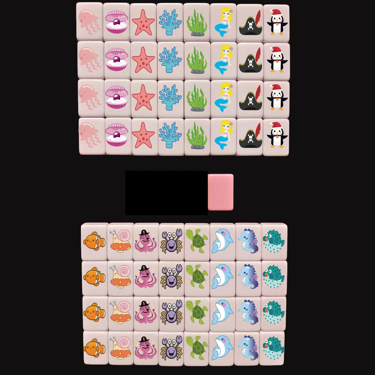 30mm Seaside Escape Mahjong Board Game 64+1 Blocks Sets 65 Shiny Tiles Two Players Majiang for Family Party Games Customizable (seaside escape mahjong board game)