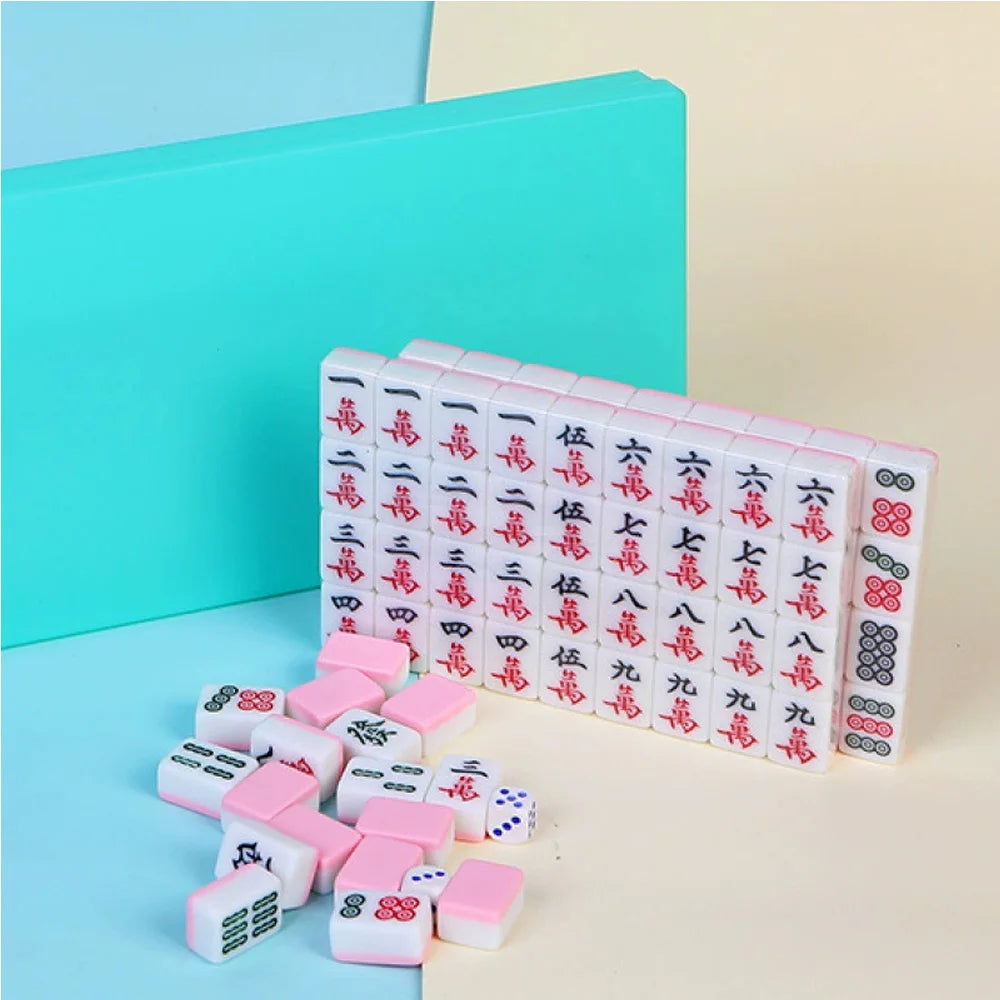 20*14mm/26*18mm Mini Chinese Mahjong Tiles 144pcs/set Tin Box Packaging Portable Travel Game Set for Family Party (chinese mahjong tin box)