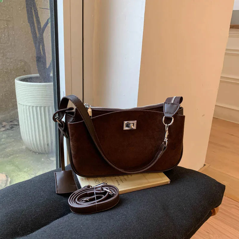 Rodeo Mahjong Bag Soft Hobo One-shoulder Crossbody Underarm Small Square Bag For Female High-grade Lock Small Square Leather Bag (mahjong hobo bag)