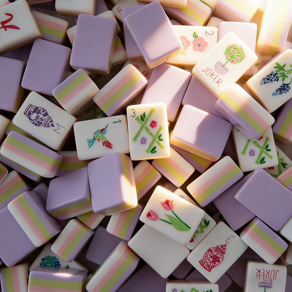 4 Layer Acrylic Mahjong 160pcs American Mahjong Tiles Set for Adults with Light Purple Back Portable Travel Leisure Board Game (acrylic american mahjong set)