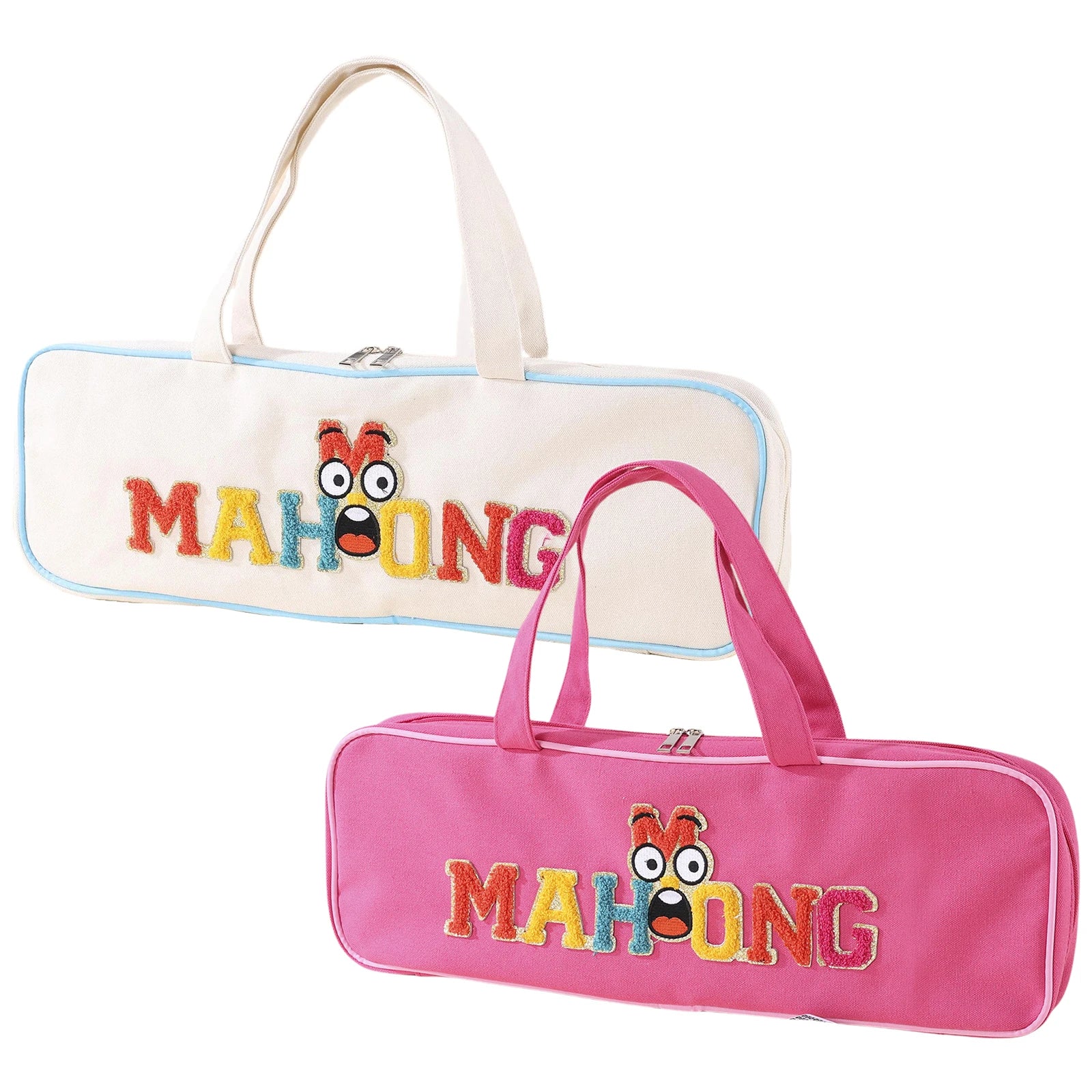 Canvas Waterproof Mahjong Tile Bag Large Capacity Mahjong Bag with Zipper for Business Studio Home Travel Adults Teens (mahjong tile carrying bag)