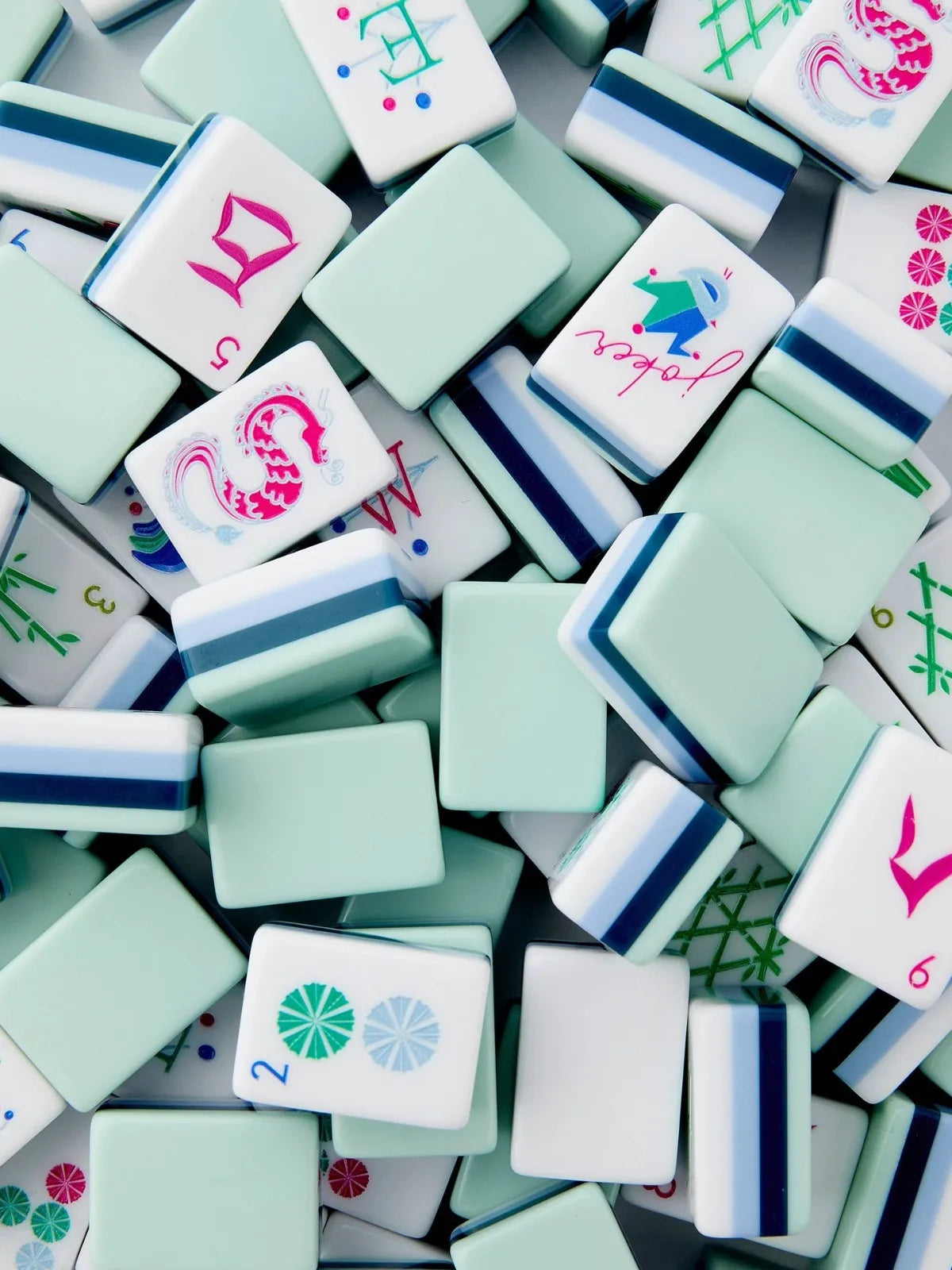 Cyan Acrylic Mahjong Set, Crystal Finish | Iris