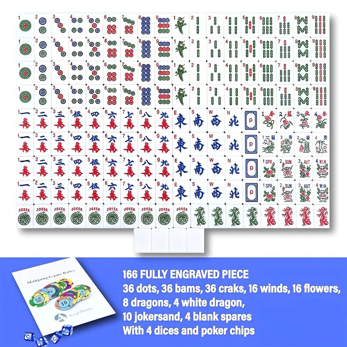 Complete American Mahjong Set with 166 Pink Tiles Dice Chips and Carrying Bag (american mahjong set pink tiles)