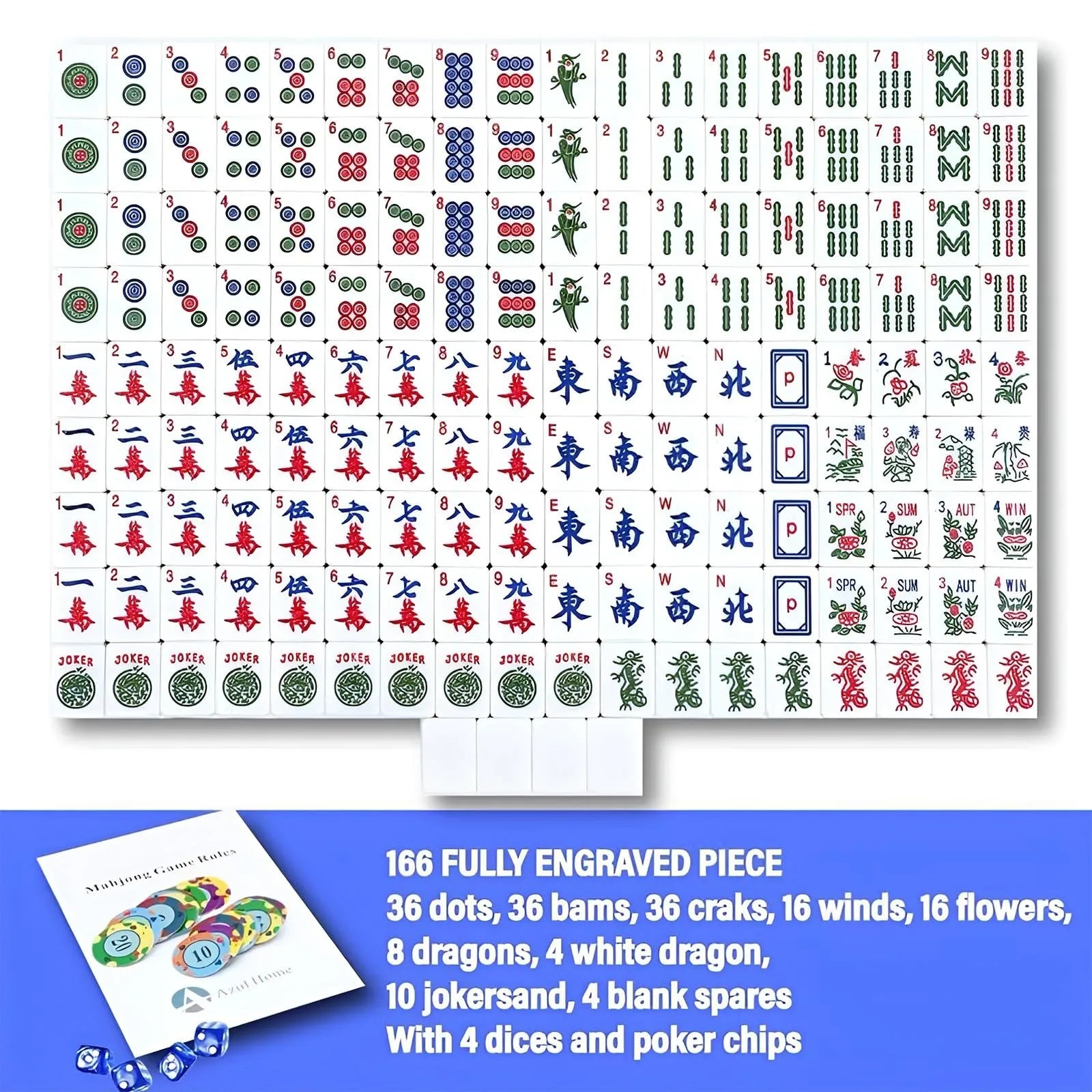 Complete American Mahjong Set with 166 Pink Tiles Dice Chips and Carrying Bag (american mahjong set pink tiles)