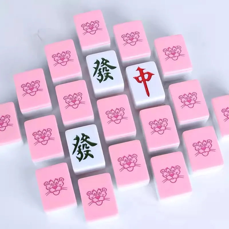 Small 26mm Sanrio Melody Mahjong Set with Numbers Kuromi Pochacco Hello Kitty Puzzle Board Game Chess Cards Friends Family Gift (kuromi mahjong set)