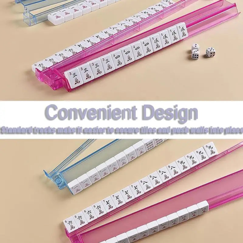 Multicolor Mahjong Rack, Set of 4 with Pushers