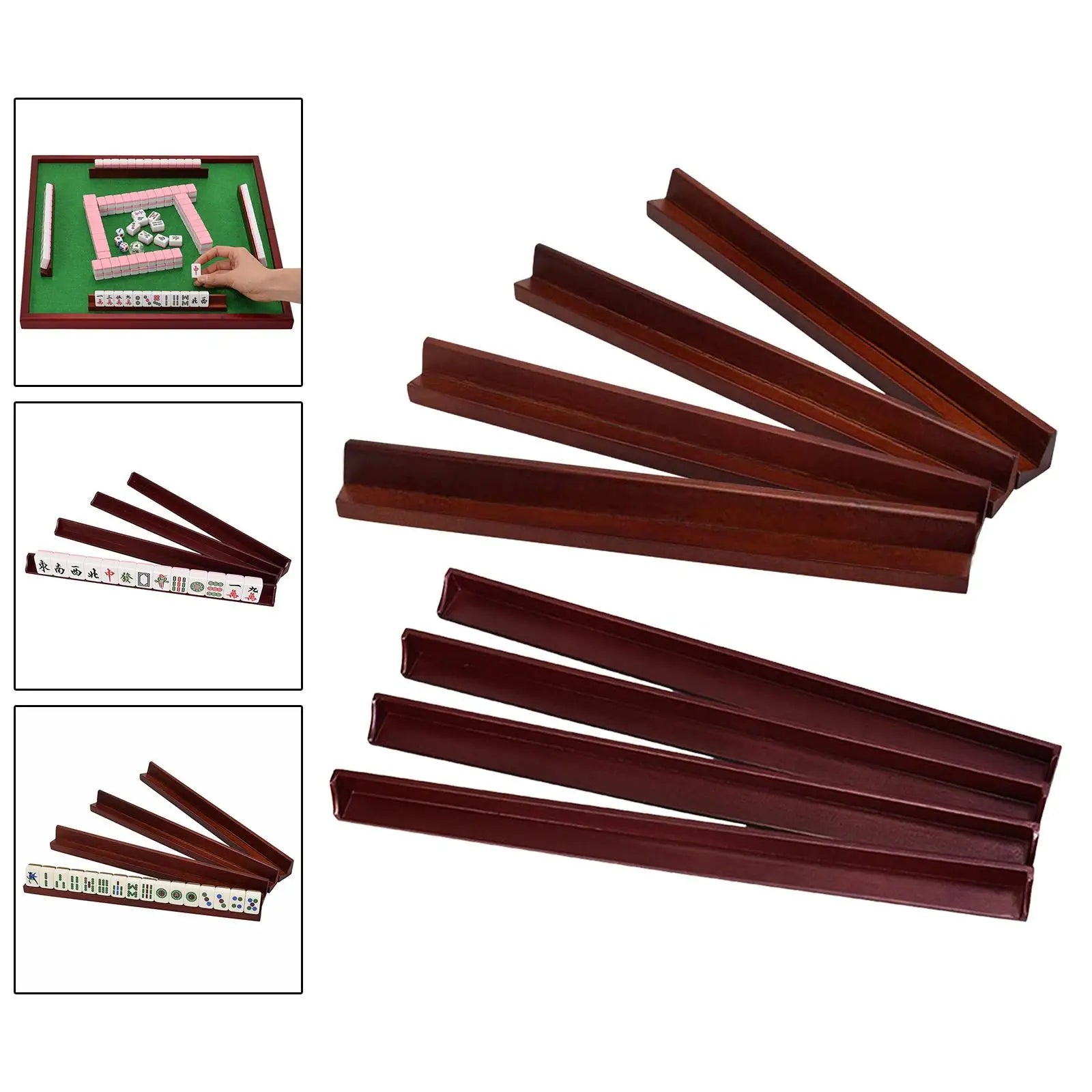 4 Pieces Wooden Mahjong Game Racks Stand Lightweight Mahjong Holder for Entertainment Home Holiday Mahjong Games Indoor Activity (wooden mahjong rack)