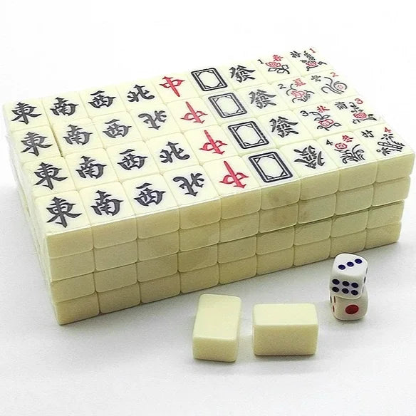 144 White Engraved Mini Tiles for Family Gathering for Chinese Style Board Game Family Leisure Time Chinese Mahjong Game Set (mini engraved mahjong set)