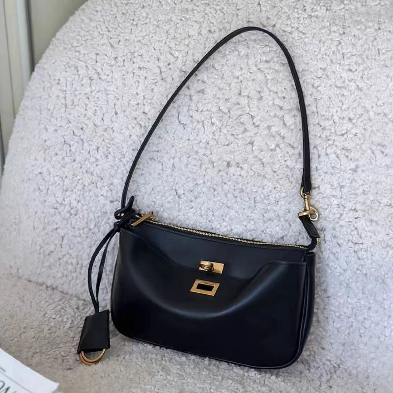Rodeo Mahjong Bag Soft Hobo One-shoulder Crossbody Underarm Small Square Bag For Female High-grade Lock Small Square Leather Bag (mahjong hobo bag)