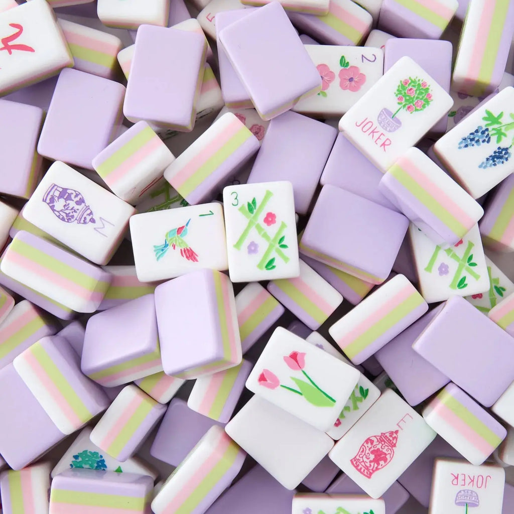 Light Purple Acrylic American Mahjong Set Luxury Crystal Tiles with Storage Bag for Home Gift (light purple mahjong set)