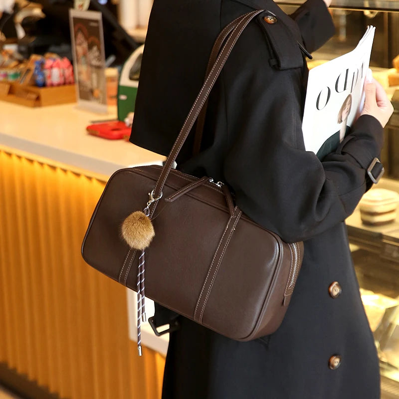 Mahjong Leather Shoulder Bag, 34 cm, Cowhide