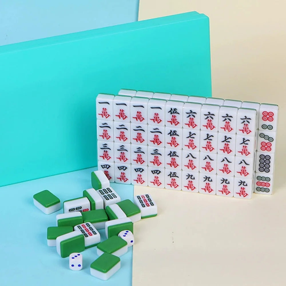 20*14mm/26*18mm Mini Chinese Mahjong Tiles 144pcs/set Tin Box Packaging Portable Travel Game Set for Family Party (chinese mahjong tin box)
