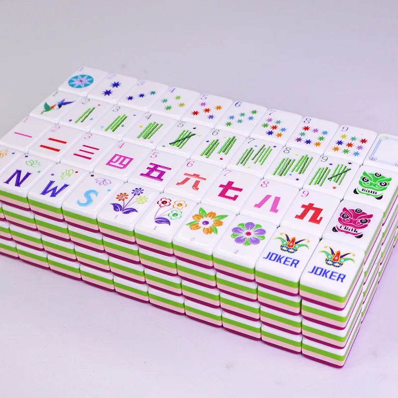 4 Layer Acrylic Mahjong Game American Mahjong Tile Set for Adults 160pcs Mahjong Tiles with Magenta Back Portable Travel Set (american mahjong set adults)