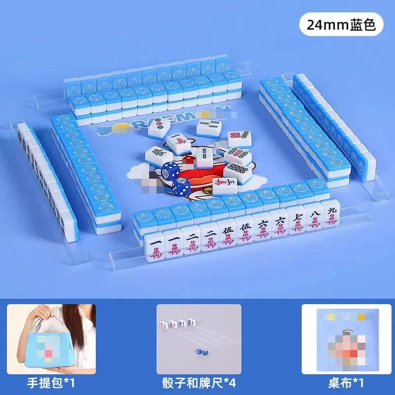Sanrio Numbered Mahjong 144pcs Mini 24mm Hello Kitty Mahjong Full Set with Handbag Dice Pink Red Tiles for Fun Gathering Camping (hello kitty mahjong set)