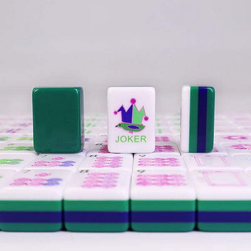 4 Layer Acrylic Mahjong Board Game Set 160pcs American Mahjong Tiles with Green Back Portable Travel Set for Adults Family Party (4 layer acrylic mahjong set)