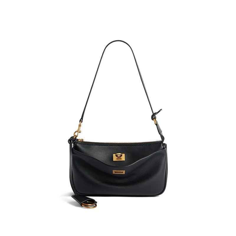 Rodeo Mahjong Bag Soft Hobo One-shoulder Crossbody Underarm Small Square Bag For Female High-grade Lock Small Square Leather Bag (mahjong hobo bag)