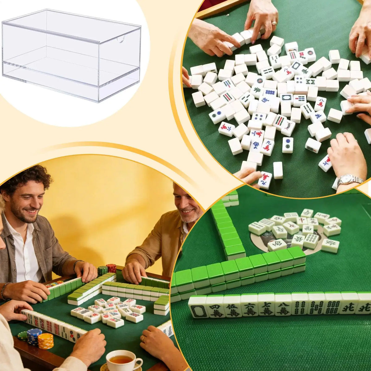 Mahjong Storage Acrylic Clear Mah Jongg Organizer Mahjong Tiles Organizer Case For Holidays Casual Gatherings Party Traveling (acrylic mahjong case)