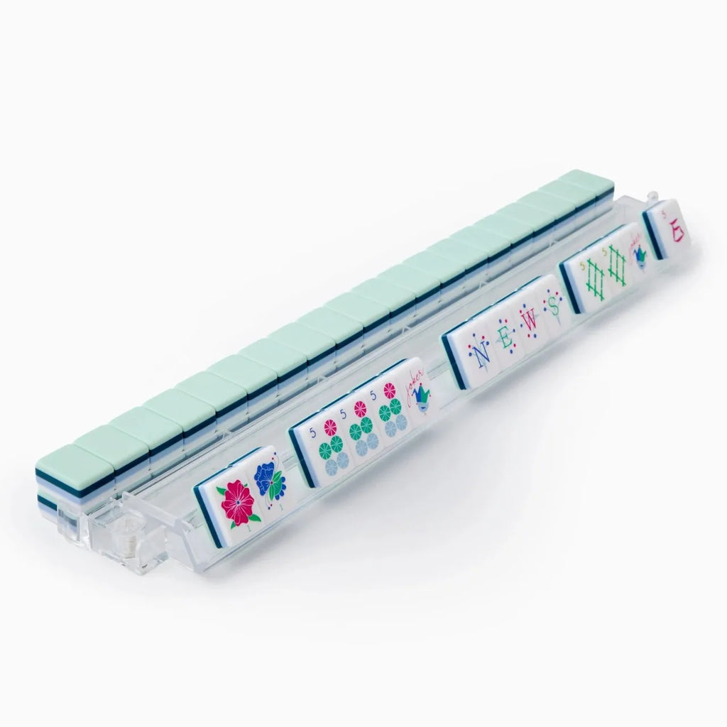 Cyan Acrylic American Mahjong Set Luxury Crystal Mahjong Tiles with Storage Bag for Home Use Gift (cyan acrylic mahjong set)