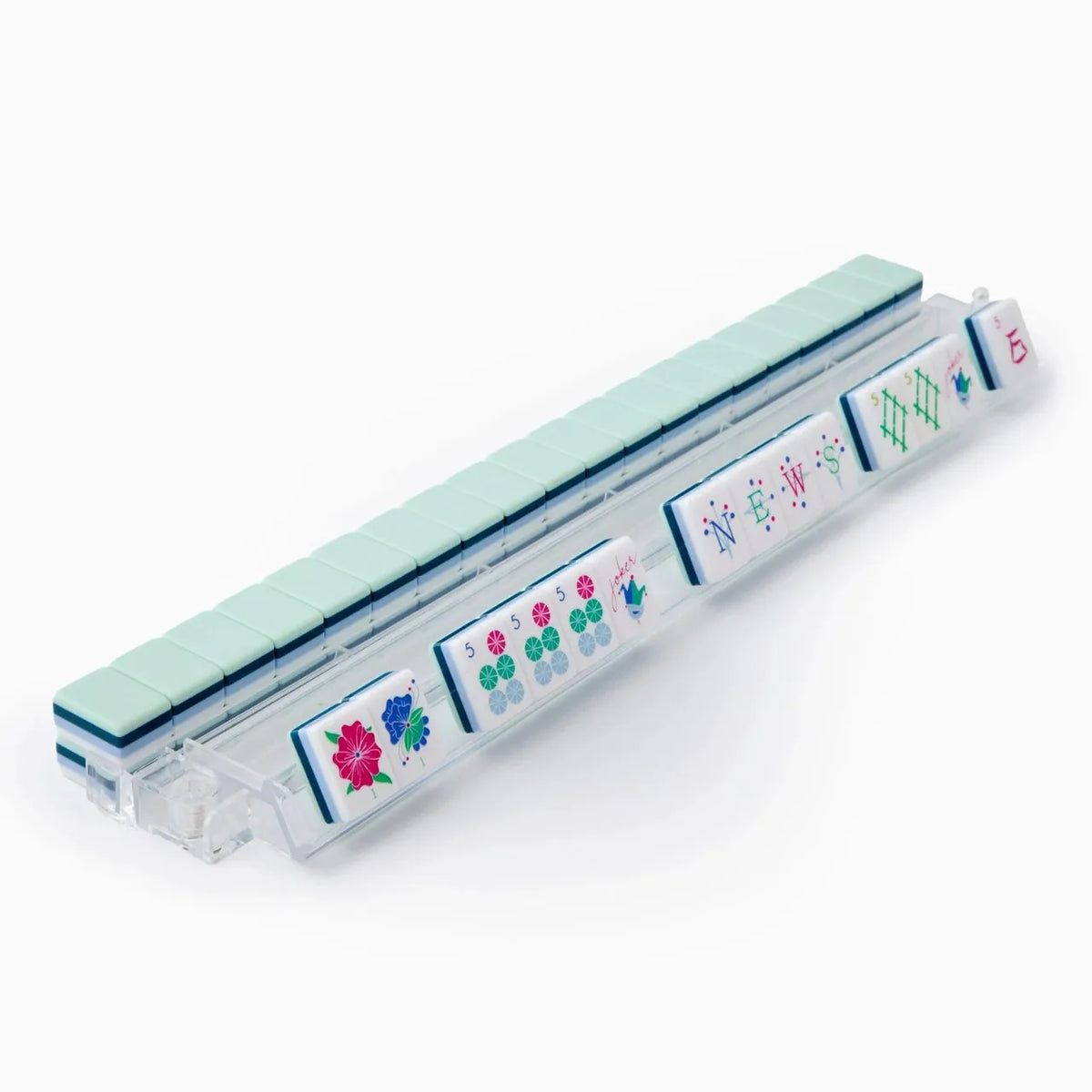 Cyan Acrylic Mahjong Set, Crystal Finish | Iris
