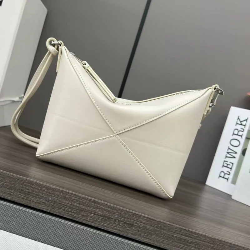 Foldable Geometric Mahjong Puzzle Leather Women's Crossbody Bag Single Shoulder Sling Bed Shape City Simple Style Small Squar... (mahjong crossbody bag)